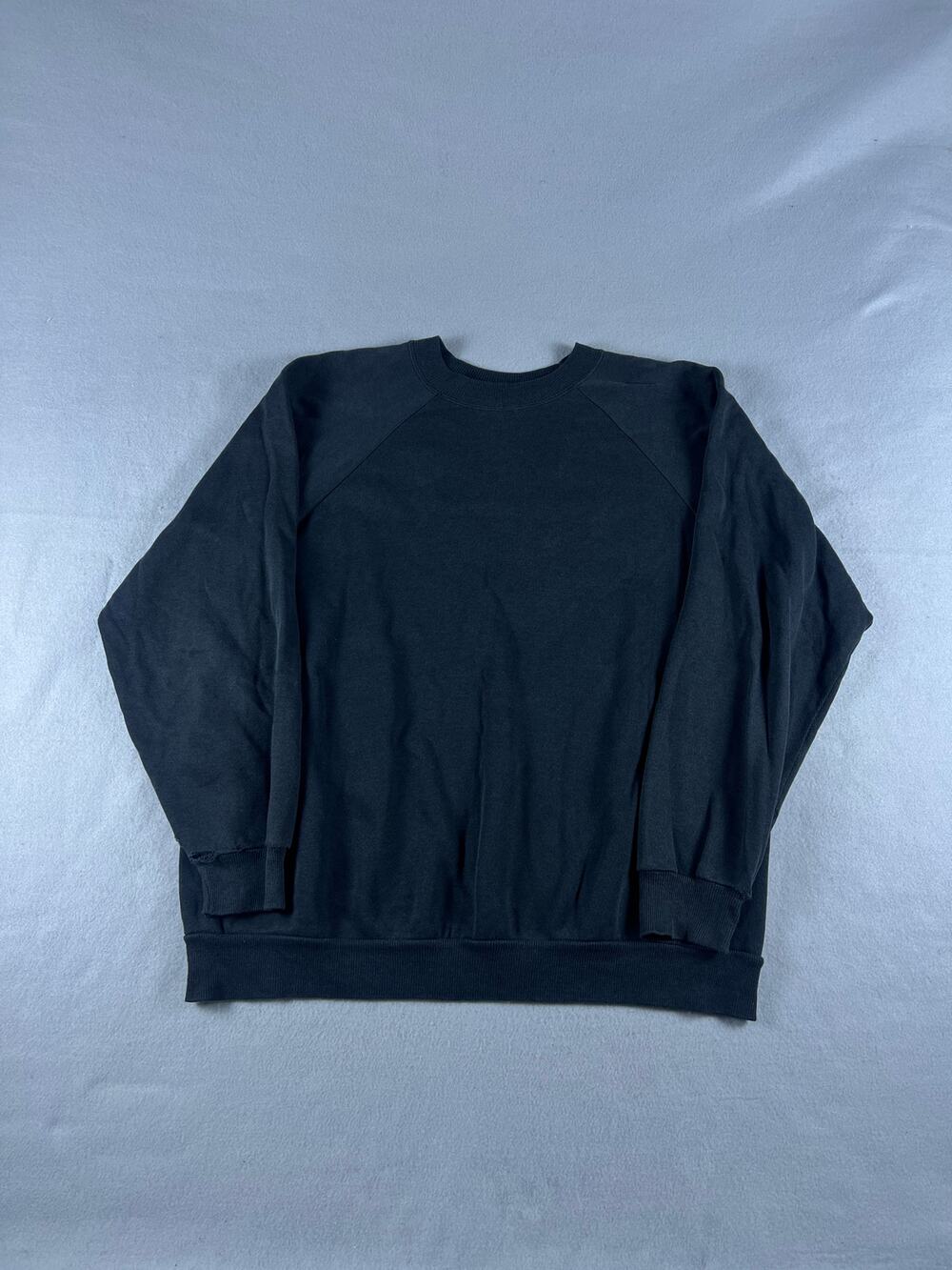 Vintage Hanes Her Way Sweatshirt Adult XL Black Crew Neck Raglan Fleece Classic